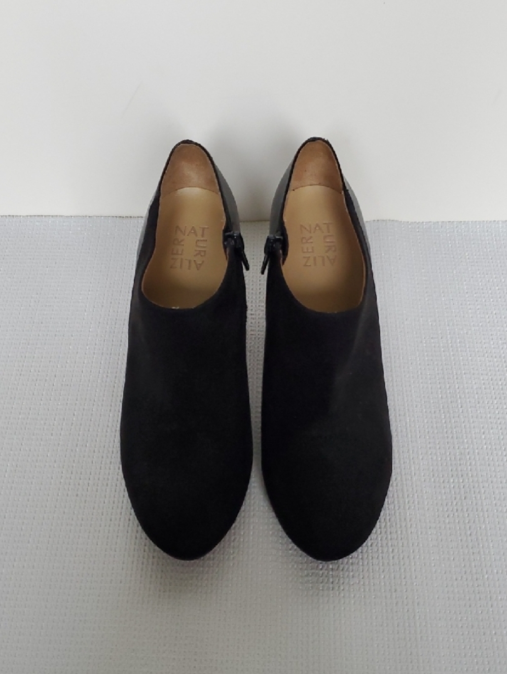 Naturalizer Black Suede Feel Zip-Side Ankle Booties